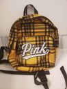 Victoria's Secret PINK Yellow/Black Plaid Rhinestone Bling Mini/Small Backpack