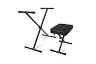 Gator Frameworks Compact and Folding Keyboard Bench and X-Stand Set; (GFW-KEYBENCH-SET)