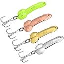 4 Pices Fishing Lures Fishing Spoons Treble Hooks Spinning Lures Hard Metal Spinner Baits kit, 1/2oz, Gold, Silver, Rose Gold, Green