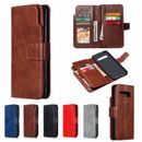Solid color Flip Leather Wallet  9 card packs Stand Cell Phone Accessories Case