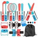 20 in 1 Switch Sports Accessories Kit for Nintendo Switch Sports, Switch Controllers Joy-Con Grips, Family Accessories Bundle Compatible with Nintendo Switch/Nintendo Switch OLED-With Storage Bag