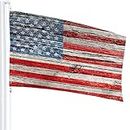 USA Flag Flag 3x5 FT Vintage American Flag On Dark Wooden Fence Wall Patriotic Outdoor Flags Large Welcome Yard Banners Home Garden Yard Lawn Decor Red Blue White