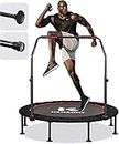 KENSONE 48" Mini Trampoline for Adults Kids Foldable Fitness Exercise Rebounder for Indoor Outdoor Use with Adjustable Foam Handle, Max Load 450 lbs