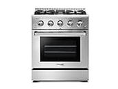THOR Kitchen Freestanding Professional 30-Inch Gas Range with Blue Porcelain Oven Interior in Stainless Steel - Model HRG3080U