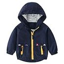 famuka Baby Infant Boys Hooded Coat Windbreaker Jacket Clothes Toddler Outwear (Navy, 2-3 Years)