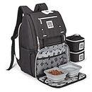 Mobile Dog Gear, Ultimate Week Away Backpack, Includes 2 Food Carriers and 2 Collapsible Silicone Bowls, Heathered Black