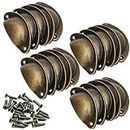 Paor 20 Pieces Retro Vintage Furniture Cupboard Door Cabinet Drawer Pull Handles and Knobs Shell Shape with Screws Bronze 8 * 3 * 2 cm