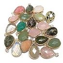 LE SKY Natural Stone Pendants Water Drop Shape Faceted Semi Gemstone Pendant for Necklace Bracelet Jewelry Craft Making Random 10 Pcs 14x22mm