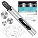Engraving Pen, Electric Engraving Tool Kit USB Rechargeable Engraver Etching Pen Micro Cordless Carve Tool for DIY Art Carving Glass Wood Metal Stone Plastic Nails Jewelry