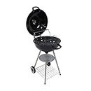 George Foreman Portable Charcoal BBQ Round Kettle 44 cm, Adjustable Vent, Integrated Thermometer, Charcoal Barbecue, Stand & 2 Wheels with Chrome Grill, GFKTBBQ1801B