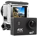 TechKing (First TIME Ever Deal with 15 Years Warranty Ultra HD 4K WiFi Action Camera 100Ft Waterproof Sport Camera with 2 Inch LCD, 16MP 170 Degree Wide Angle Lens, 16 MP CMOS Image Sensor