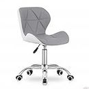 Amazon Brand – Umi Height-Adjustable Faux Leather Office Study Desk Chair for Salon, Bar in Grey & White Color