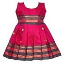 Amba Collection Boutique Girl's Traditional Ethnic Wear NarayanPeth Butti Design Sleeveless Frock Pink