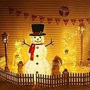 FISHOPE 4FT Led Lighted Christmas Snowman for Outdoor Lawn Yard Garden, Pre-Lit Light Up 160 LED Christmas Snowman, Collapsible Holiday Pop Up Christmas Snowman for Indoor Party Decor (Plush Snowman)