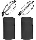 Reading Glasses 2 Pair Black and Gunmetal Readers Compact Folding Glasses for Reading for Men and Women Case Included +1.75