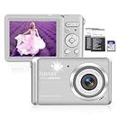 Digital Camera, Rechargeable 30MP Point and Shoot Camera with 18X Digital Zoom Digital Cameras for Photography with 2 Batteries&32GB Card Compact Camera for Kids/Teenst/Seniors/Beginners (Silver)