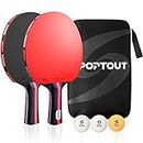 Easy-Room Raquette de Ping-Pong , 2 Raquette de Tennis de Table + 3 Balles +1 Sac,Raquette de Ping-Pong Professionnel (Beginner Play)