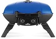 Napoleon TravelQ 285 Portable Gas BBQ Grill, Propane, Blue Lid - TQ285-BL-1 – Two Burners, Cast Iron Cooking Grids, Ideal for Camping & Tailgating