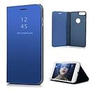 Navnika® Clear View PC Mirror Flip Folio Magnetic Stand Case Cover for Apple i-Phone 7 Plus Diamond Blue