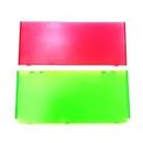 New3DS Extra Housing Case Clear Shell Green/Red Cover Plates 2 PCS Set Replacement, for New 3DS Small Handheld Game Console, DIY Transparent Colored Top Faceplate & Bottom CoverPlate Set