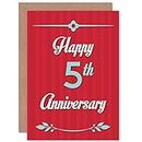 Wee Blue Coo ANNIVERSARY HAPPY 5TH FIFTH NEW ART GREETINGS GIFT CARD