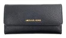 Michael Kors Women's Jet Set Travel Large Trifold Wallet (Black/Gold), Black/Gold, Wallet