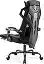 GTPLAYER Mesh Gaming Chair with Footrest 3D Stereoscopic Frame Support Ergonomic Fabric Cover Desk Chair Reclining Computer Chair Height Adjustable Office Chair - Black