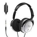 PHILIPS Over Ear Wired Stereo Headphones for Podcasts, Studio Monitoring and Recording Headset for Computer, Keyboard and Guitar with 6.3 mm (1/4") Add On Adapter- Silver