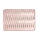 Silicone Dish Drying Mat Heat-resistant Large Silicone Mat for Kitchen Counter or Sink,Refrigerator or drawer liner - Pink (16"x12")