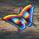 Rainbow Butterfly Patch Iron-on Embroidered Applique Blue Pink Yellow Goth Y2K