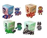 MONKEYTAIL Super Heroes Building Magic Blocks |Set of 4| Micro Nano Figures | Minifigure Brick Set | Children's DIY Toys for Fun as Birthday Gift for Kids