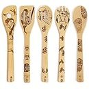 5 PCS Star Wars Burned Wooden Spoons Cooking Organic Spoons Turners Carved Spatulas Non-Stick for Cookware Kitchen Gadgets - Premium Quality Gifts for Housewarming and Wedding