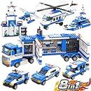 WishaLife 8-IN-1City Police Mobile Command Center Truck Building Set with Car, Airplane, Boat, Fun Police Toys Gift for Kids Boys Age 6-12 (1039 PCS)