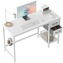CubiCubi Computer Home Office Desk with 2 Drawers, 40 Inch Small White Desk Study Writing Table, Modern Simple PC Desk, White