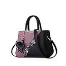 NICOLE & DORIS Handtaschen Damen modische Damenhandtaschen taschen Damen Umhängetaschen mit Blumenmuster Spleiß Farbe Lila