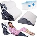 EEVIRA 4pc Orthopedic Bed Wedge Pillow Set, Wedge Pillows for Post Surgery - Back Pillow Wedge Support & Neck Pain Relief, Adjustable Wedge Pillows for Sleeping & Reading, Pillow for Bed & Acid Reflux