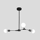 WgGUIF Creative Wrought Iron Chandelier -Minimalist Post-Moderntree Chandelier;Bedroom Living Room Molecular Light,Black,3Pcs
