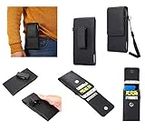 DFV mobile - Magnetic Leather Holster Card Holder Case Belt Clip Rotary 360 for Nokia Lumia 1520 (Nokia Beastie) - Black