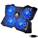 KLIM Wind Laptop Cooling Pad - More Than 500 000 Units Sold - New Version 2024 - The Most Powerful Rapid Action Cooling Fan - Laptop Stand with 4 Cooling Fans at 1200 RPM - USB Fan - PS5 PS4 - Blue