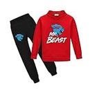 Boy's Lightning Cat Youtuber Tracksuit Pullover Hoodie Jogging Pants Set 2 Pieces Sweatsuit for 6-13 Years (7-8 years, Red)