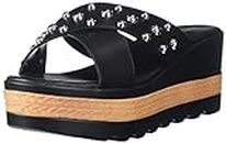 shoexpress Women's Embellished Cross Strap Slide Sandals with Chunky Heels, Black, 6