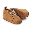 Meckior Infant Baby Boys Girls High Top Ankle Sneakers Toddler Non Slip Soft Sole Walking Shoes Newborn PU Leather Casual Moccasins Prewalkers Crib Shoe First Walkers Shoes 12-18 Months