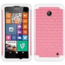 Nokia Lumia 635 Elegant Hybrid Deisgner Studded Diamond Cases Cover (Pink and White)