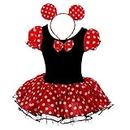 Dressy Daisy Girls Polka Dots Halloween Christmas Fancy Dress Dance Costume Tutu Skirt with Mouse Ears Headband Size 4-5 Red & Black