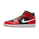 Nike Mens Air Jordan 1 Mid Banned - 554724 074 - Black Red White (UK 8.5)