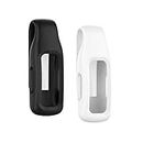 Weinisite Protective Case for Fitbit Inspire 2,Soft Silicone Replacement Clip for Fitbit Inspire 2 Activity Trackers (Black+White)