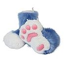 BNLIDES Cosplay Animal Cat Wolf Dog Fox Feet Paw Claw Shoes Furry Boots Costume Accessories for Adult (Blue)