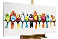 Kunstloft Acrylic painting | 100% HANDPAINTED | 47x24inches | Framed wall art 'Friends for Life' | Parrot | Multi-coloured | Painting on canvas