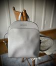 MICHAEL KORS Large Emmy Leather BACKPACK Pearl Grey Gray Silver Hardware