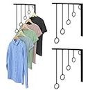 BELLE VOUS 3 Pack of Wall-Mounted Metal Garment Racks - 30.5 x 28.5cm/12.01 x 11.22 Inches Industrial Clothes Hanger Rails - Heavy-Duty Space-Saving Hanging Clothes/Coat Storage Racks